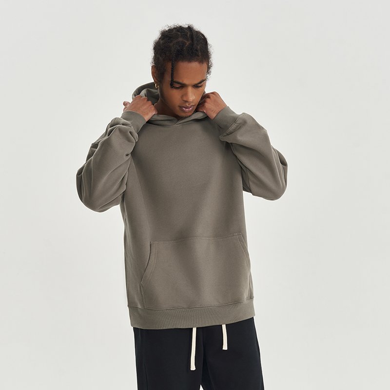 Custom Printed on Demand Men's Drop Shoulder Heavyweight Fleece Hoodie No Drawstring 450g Oversized Hoodies
