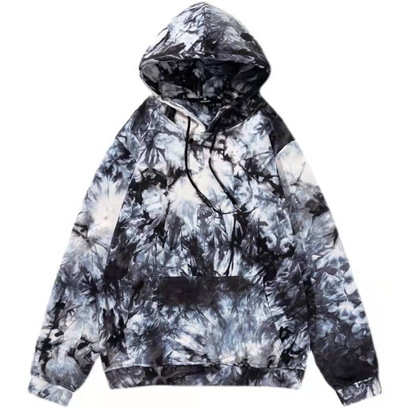 Custom 2022 new casual tie dye jogging tracksuit soft fluffy plus size men's hoodies & sweatshirts
