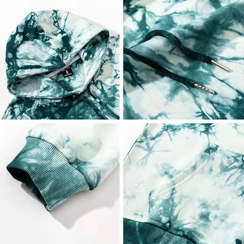 Custom 2022 new casual tie dye jogging tracksuit soft fluffy plus size men's hoodies & sweatshirts
