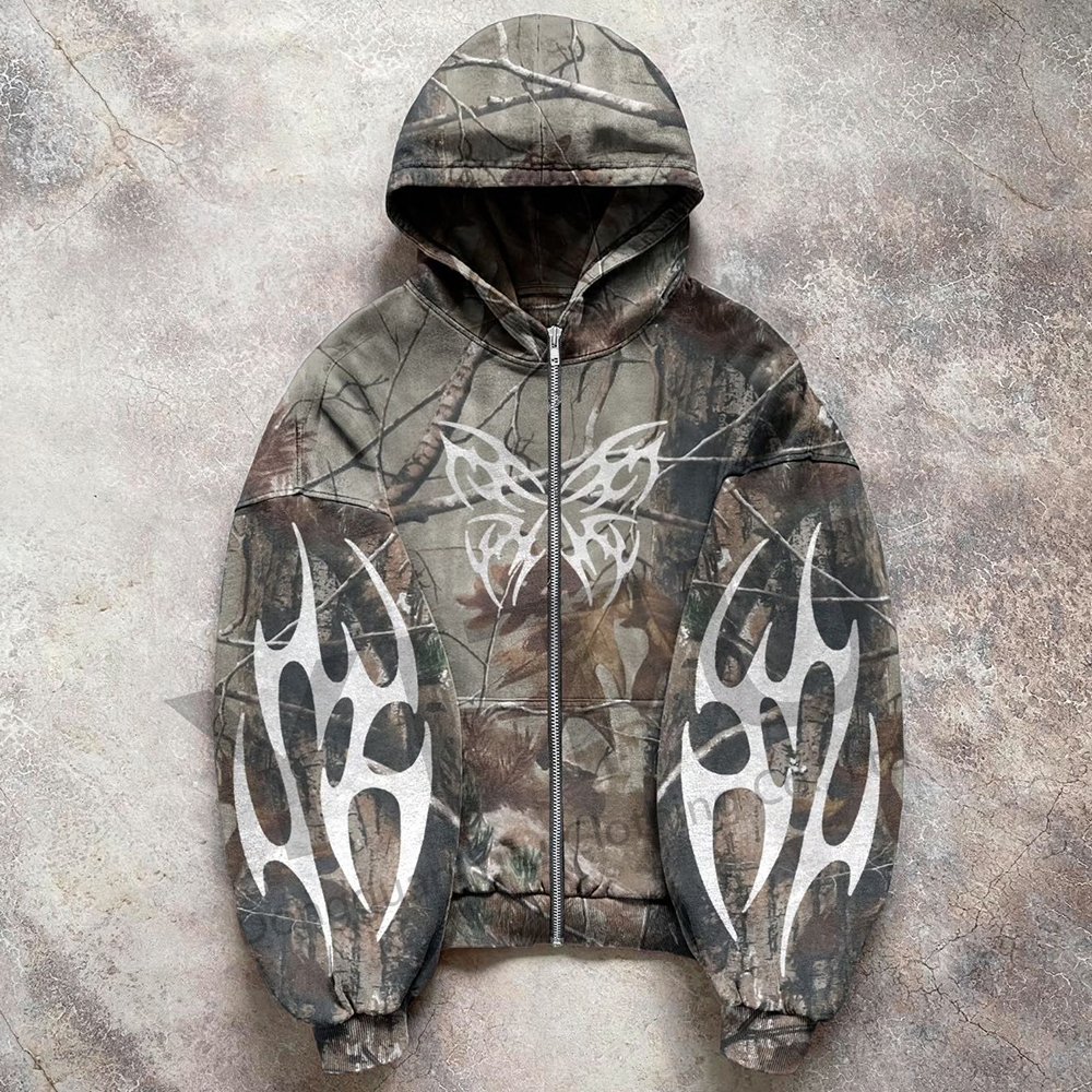 Custom fashion high quality drop shoulder street cammo sweatshirts heavyweight oversized boxy camouflage unisex men's hoodies