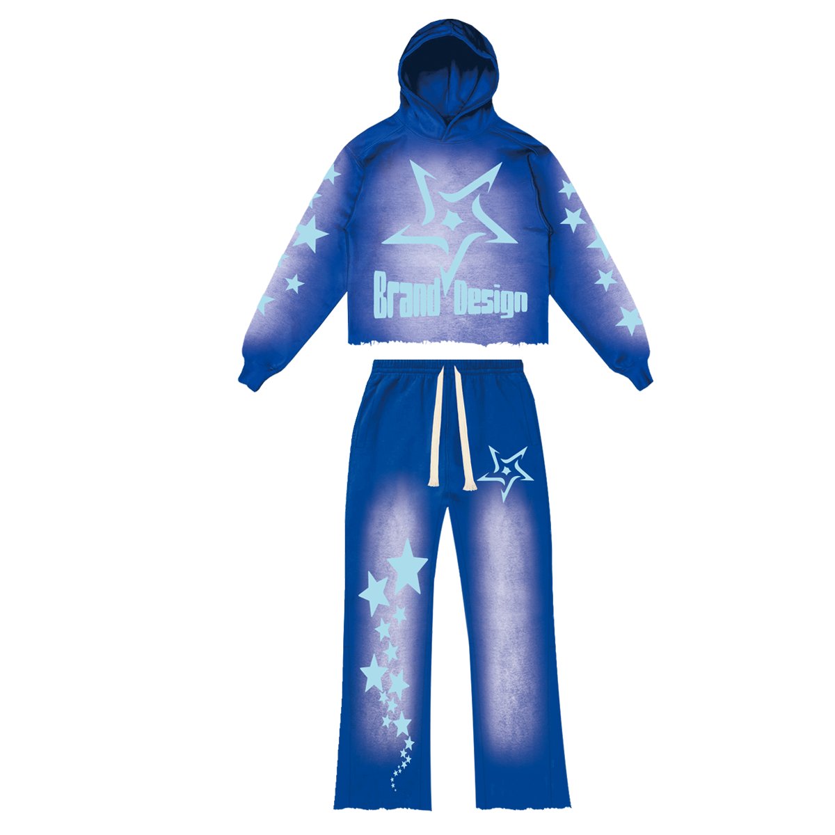 Wholesale Acid Wash Sun Faded Pullover Hoodies Streetwear Men's Clothing Custom Logo Sweatpants and Hoodie Set