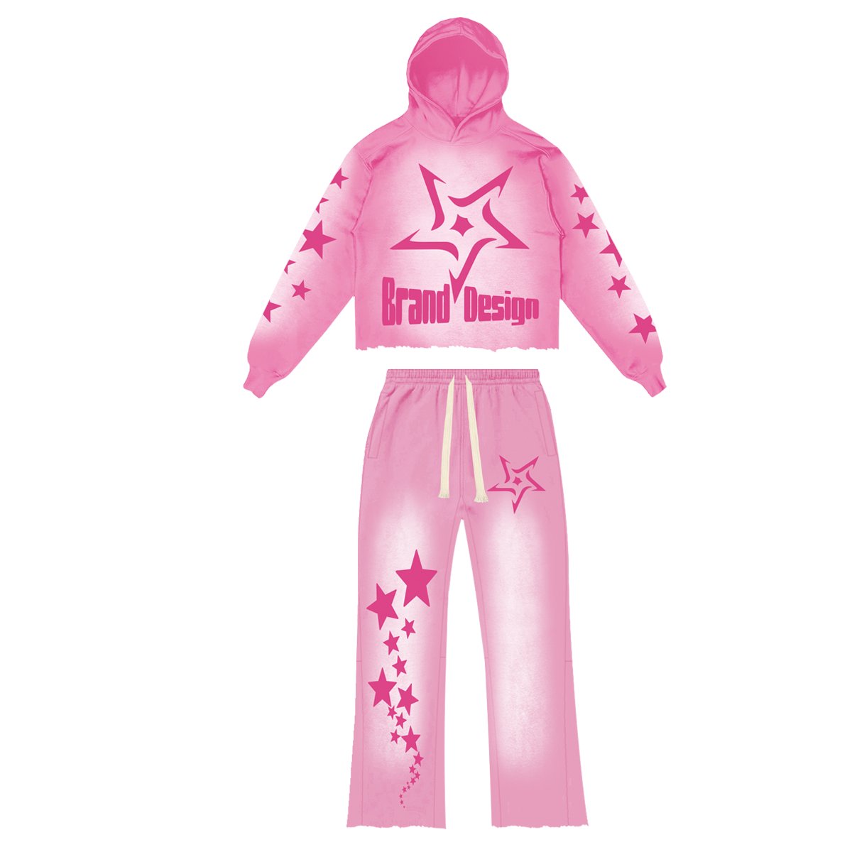 Wholesale Acid Wash Sun Faded Pullover Hoodies Streetwear Men's Clothing Custom Logo Sweatpants and Hoodie Set