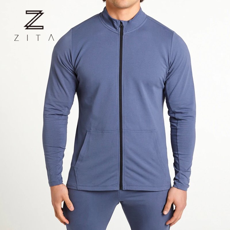 High Quality Custom Sports Wear Zip Up Blank Hoodie Long Sleeve French Terry Cotton Polyester Slim Fitness Gym Hoodies For Men