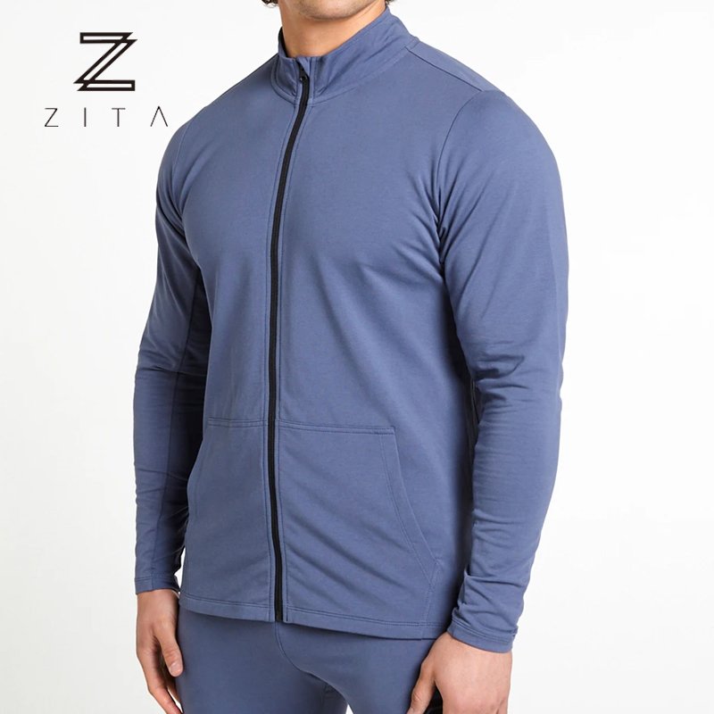 High Quality Custom Sports Wear Zip Up Blank Hoodie Long Sleeve French Terry Cotton Polyester Slim Fitness Gym Hoodies For Men