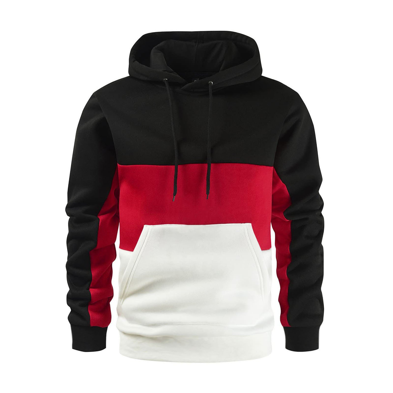 2023 New Autumn/Winter Men's Fashion Color Block Sweater European and American Men's Color Block Hoodie