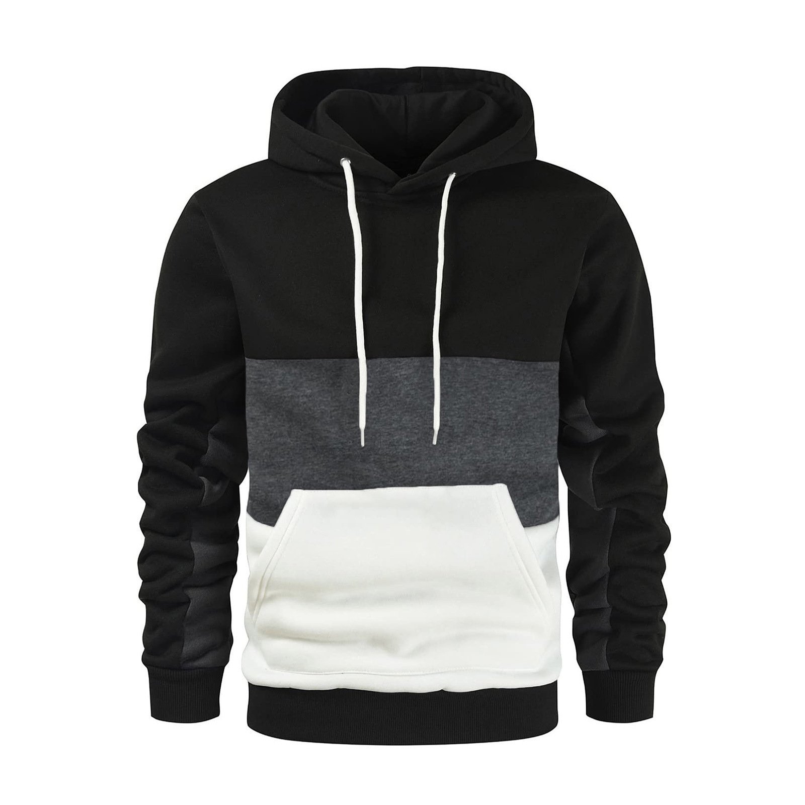 2023 New Autumn/Winter Men's Fashion Color Block Sweater European and American Men's Color Block Hoodie