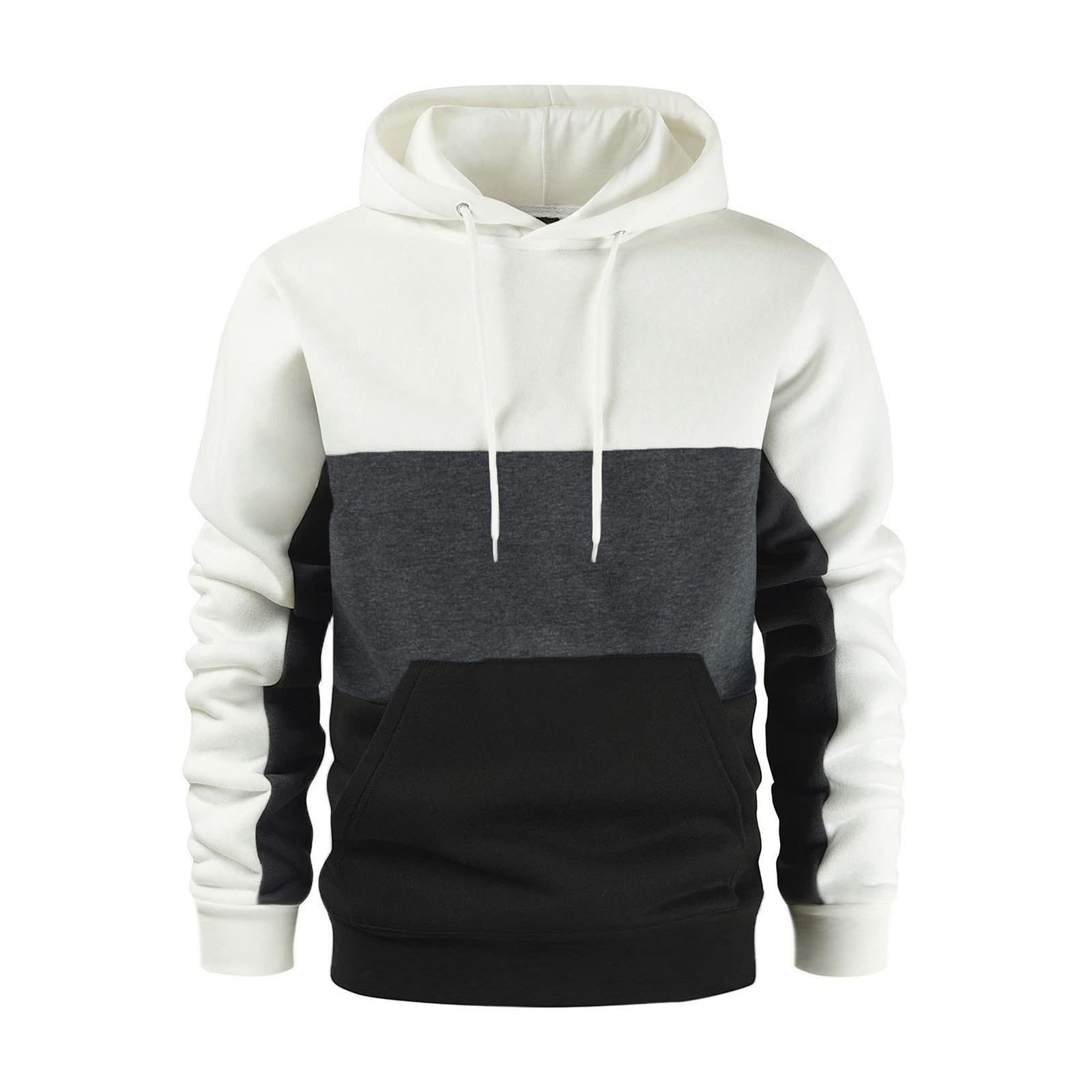 2023 New Autumn/Winter Men's Fashion Color Block Sweater European and American Men's Color Block Hoodie