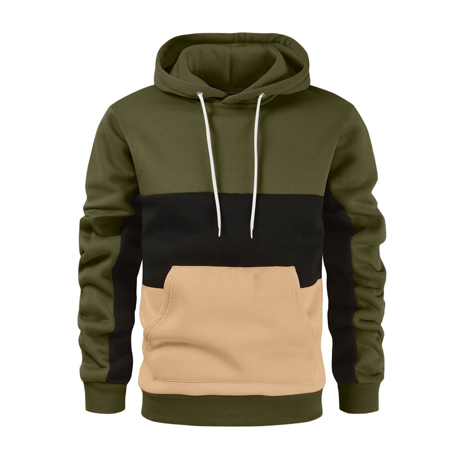 2023 New Autumn/Winter Men's Fashion Color Block Sweater European and American Men's Color Block Hoodie