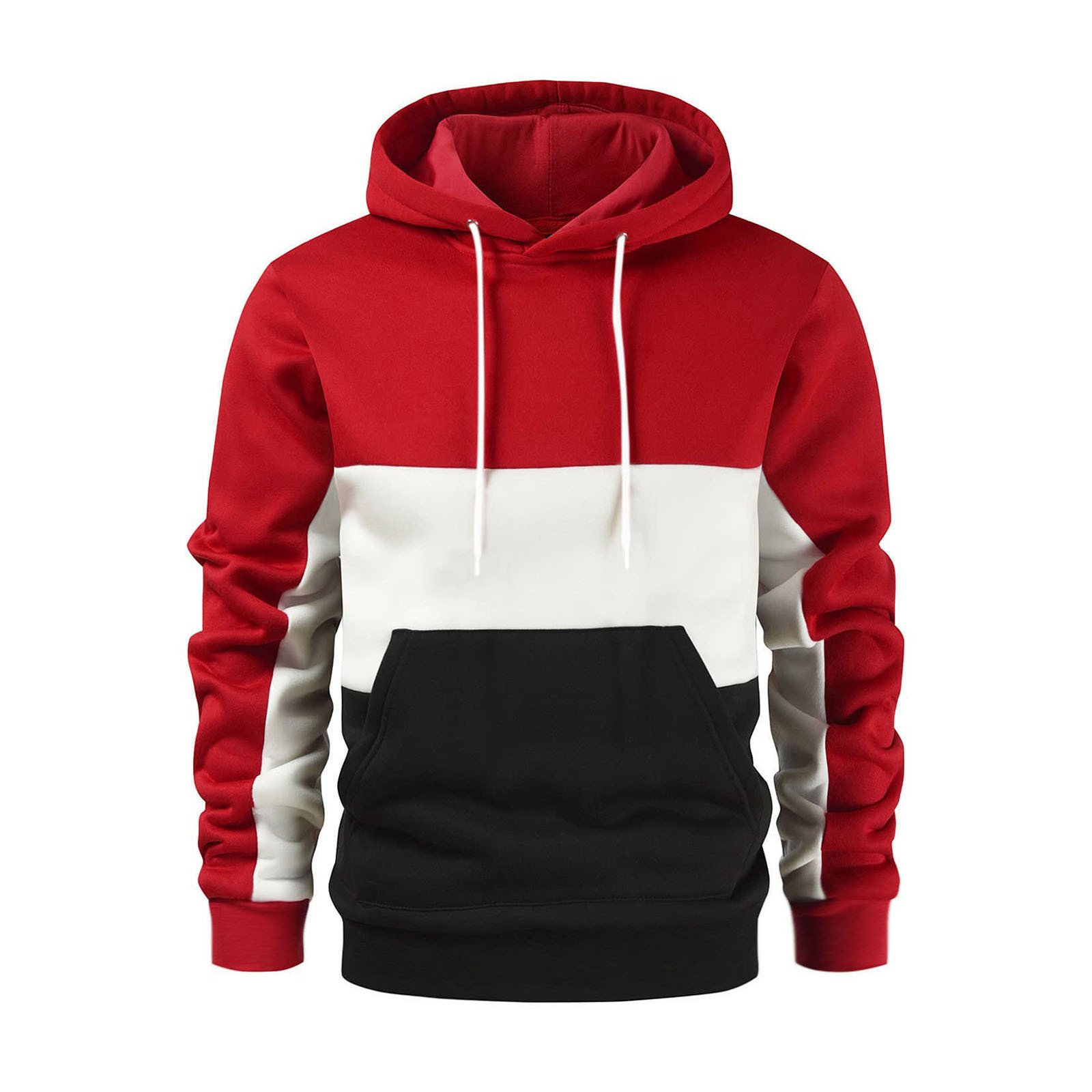 2023 New Autumn/Winter Men's Fashion Color Block Sweater European and American Men's Color Block Hoodie