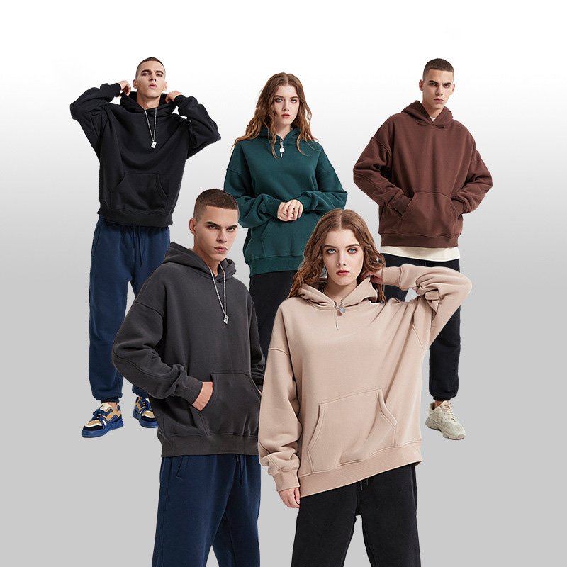 Custom wholesale 360g polar fleece Inside Heavyweight oversized hoodies blank streetwear men's hoodies