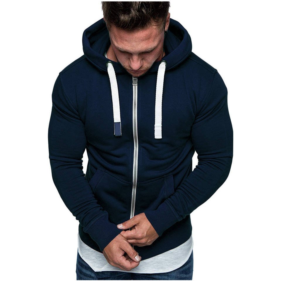 Hot selling manufactures custom men clothing winter cotton zip collar hoodie men blanks full zip custom plus size men's hoodies