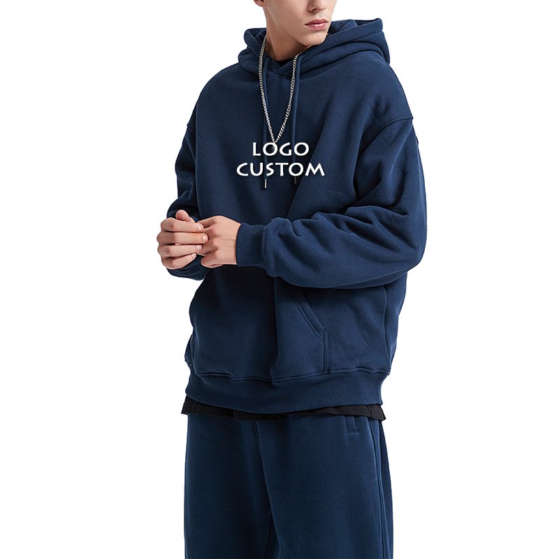 Fashion Casual Loose Sport Oversized Men's Hoodies Customized Heavy 360G Solid Color Drop Shoulder Mens Hoodies