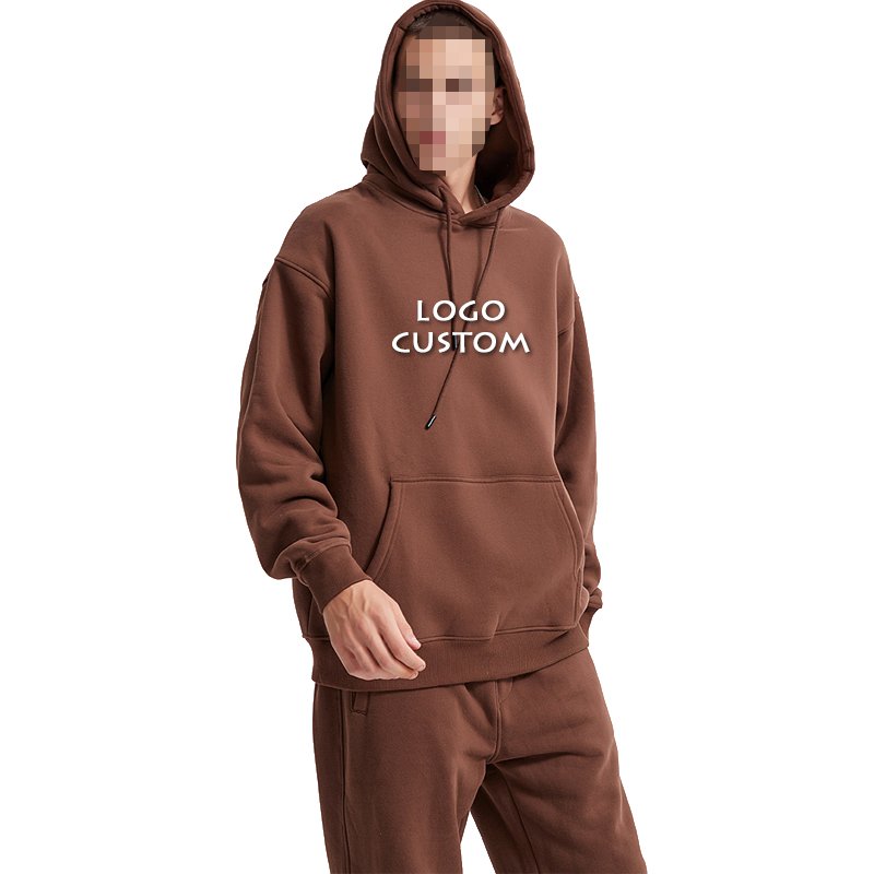Fashion Casual Loose Sport Oversized Men's Hoodies Customized Heavy 360G Solid Color Drop Shoulder Mens Hoodies