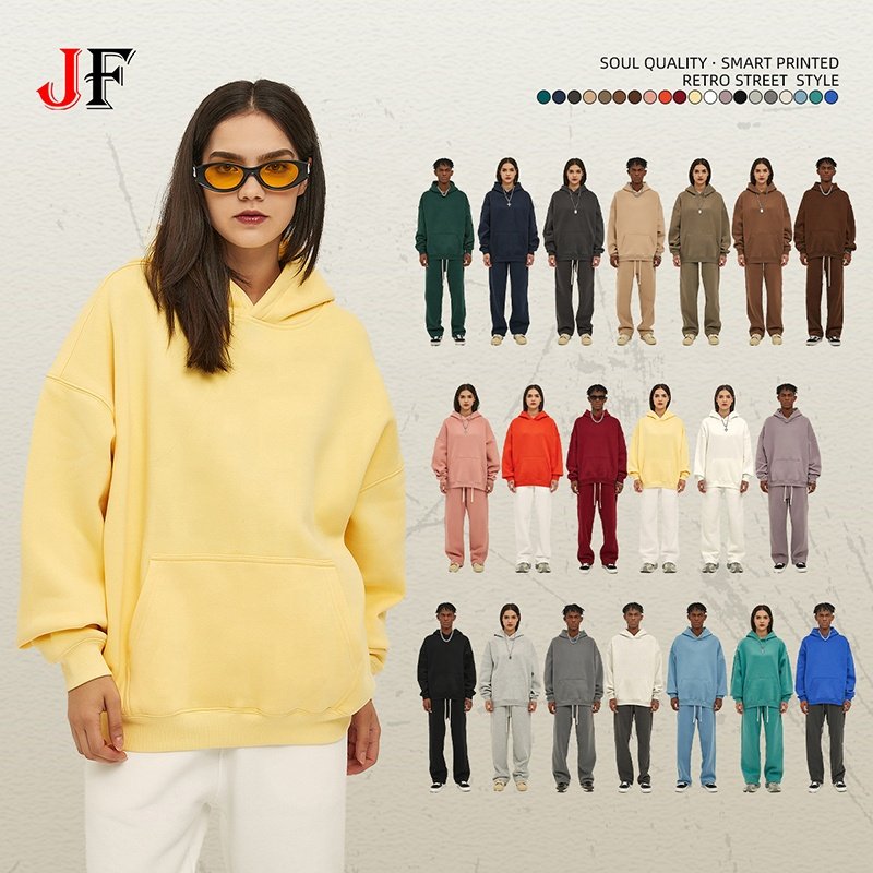 2024 Winter New 350 GSM Men's Oversized Thick Fleece 100% Cotton Heavy Weight Men's Hoodies