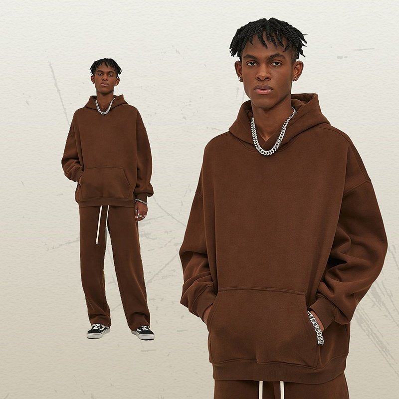 2024 Winter New 350 GSM Men's Oversized Thick Fleece 100% Cotton Heavy Weight Men's Hoodies