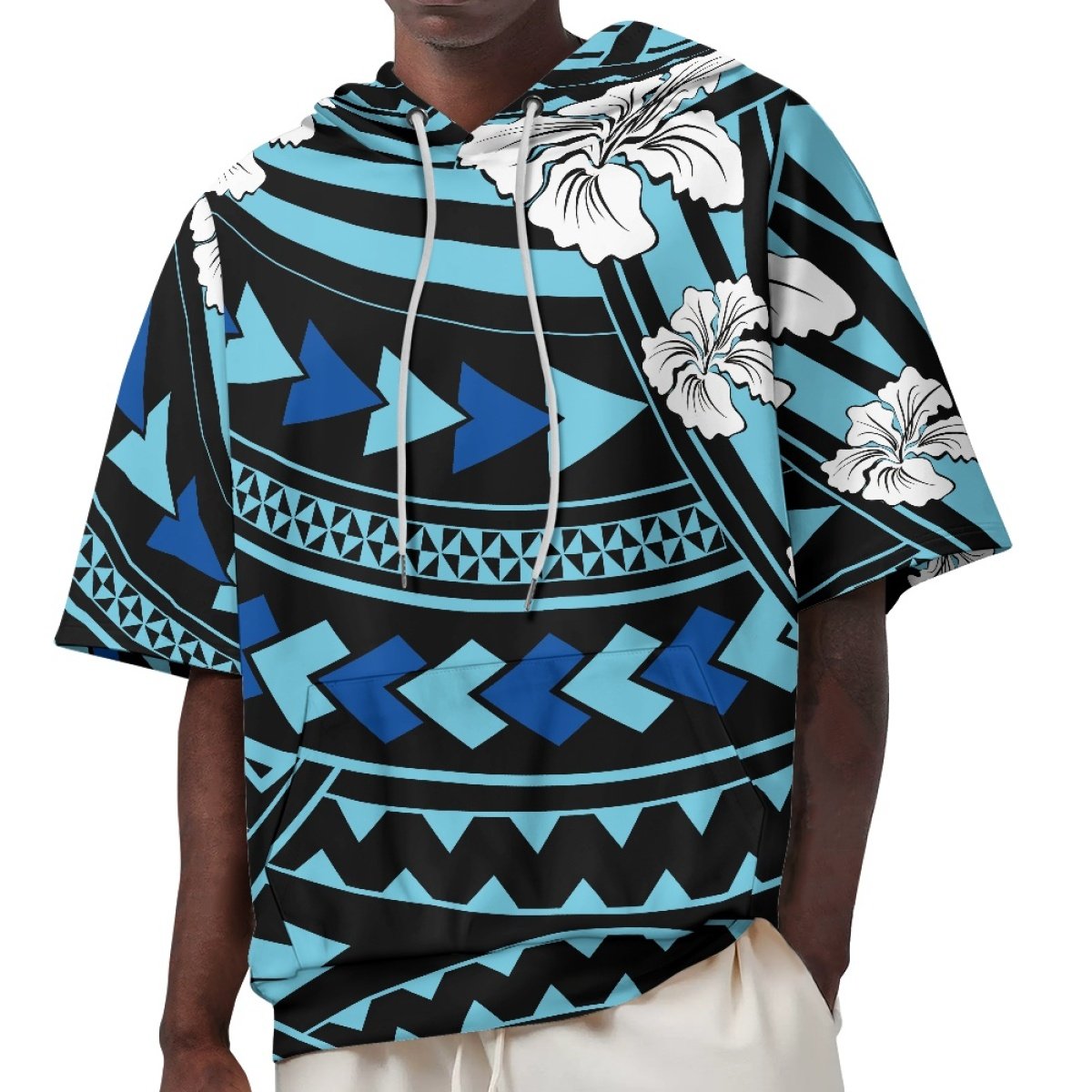 Dropshipping Clothes Print On Demand Men's Fashionable Versatile Short-Sleeved Sweatshirt Custom Polynesia Tribal Print Hoodie