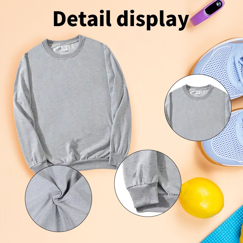 Gray sweatshirt US China warehouse blank sublimation sports fashion clothing polyester unisex light grey sweatshirt mix size