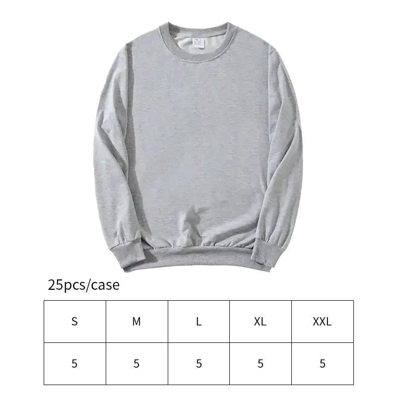 Gray sweatshirt US China warehouse blank sublimation sports fashion clothing polyester unisex light grey sweatshirt mix size
