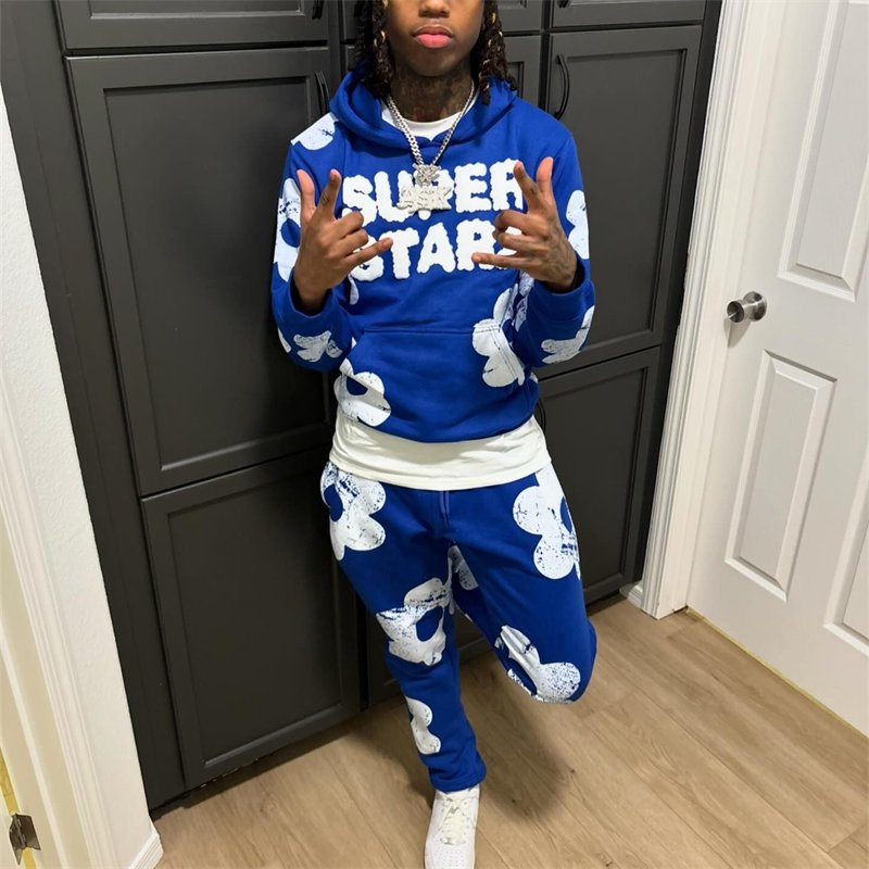 New Puff Printing Hoodie Sets For Men Women Screen Printed Sweatpants Unisex Y2K Tracksuits Fashion For Men In Bulk