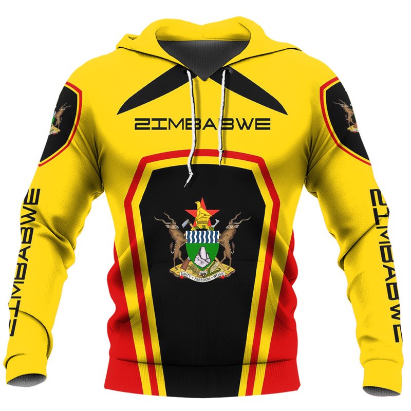 Zimbabwe Flag Map Graphic National Emblem Hoodie For Men Clothes Africa Boy Hoody Casual Men's Hoodies Sweatshirts