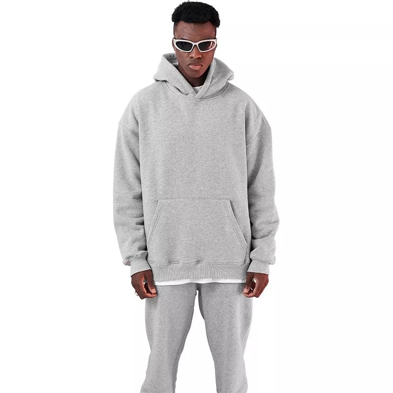 High Quality Cotton French Terry Oversize Hoodie Thick Fleece Drop Shoulder Plain Blank Custom Men Hoodies