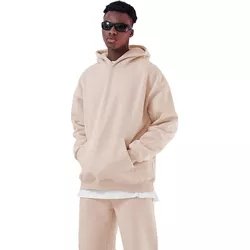 High Quality Cotton French Terry Oversize Hoodie Thick Fleece Drop Shoulder Plain Blank Custom Men Hoodies