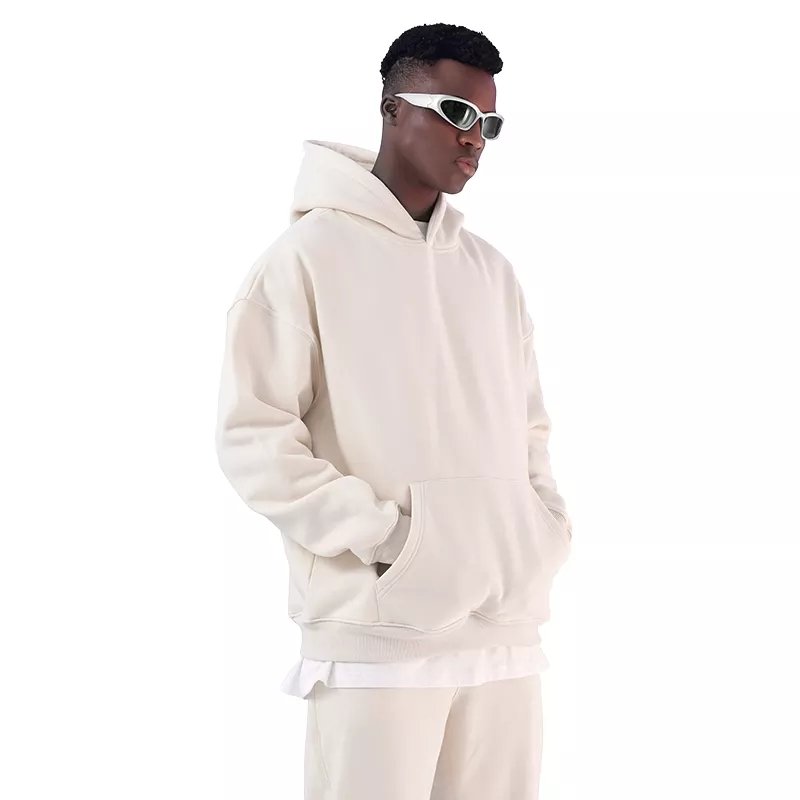 High Quality Cotton French Terry Oversize Hoodie Thick Fleece Drop Shoulder Plain Blank Custom Men Hoodies