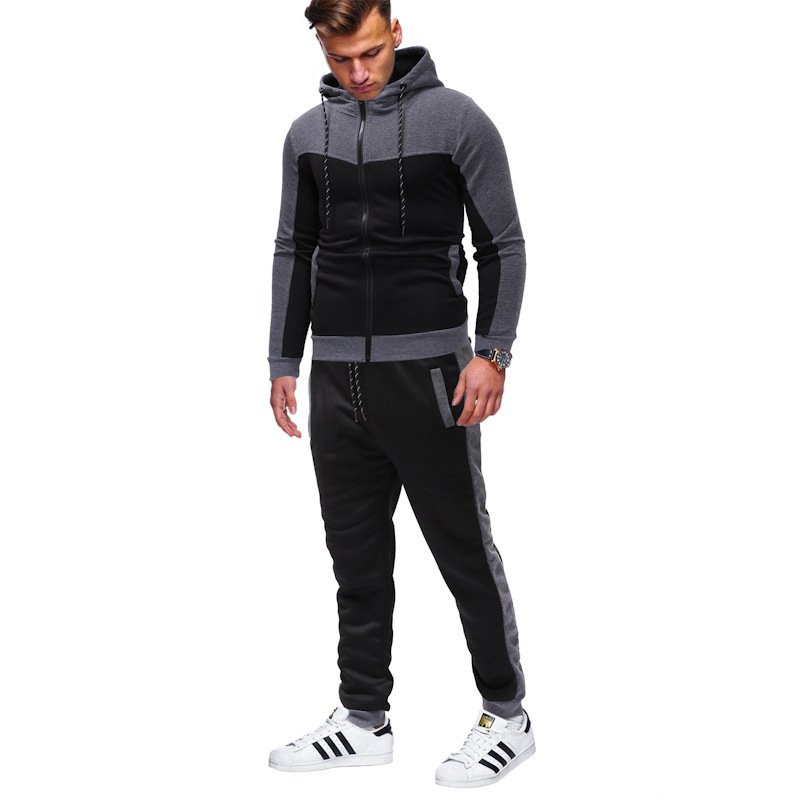 New Men's Autumn Winter Sets Zipper Hoodie+Pants Pieces Casual Tracksuit Male Sportswear warm Clothing Sweat Suit