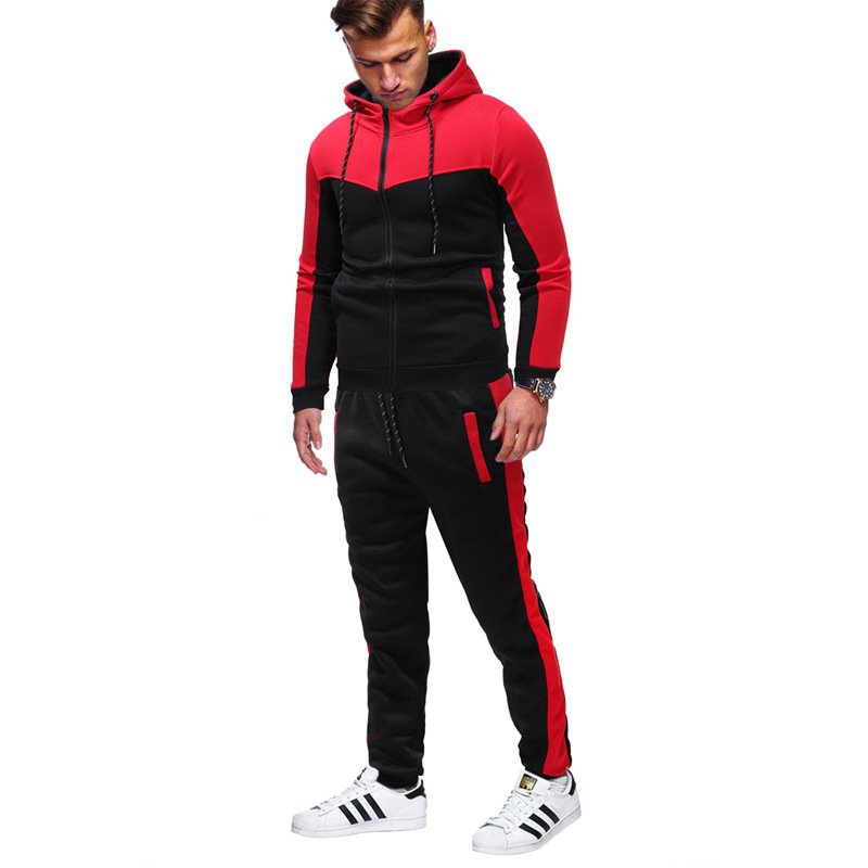 New Men's Autumn Winter Sets Zipper Hoodie+Pants Pieces Casual Tracksuit Male Sportswear warm Clothing Sweat Suit