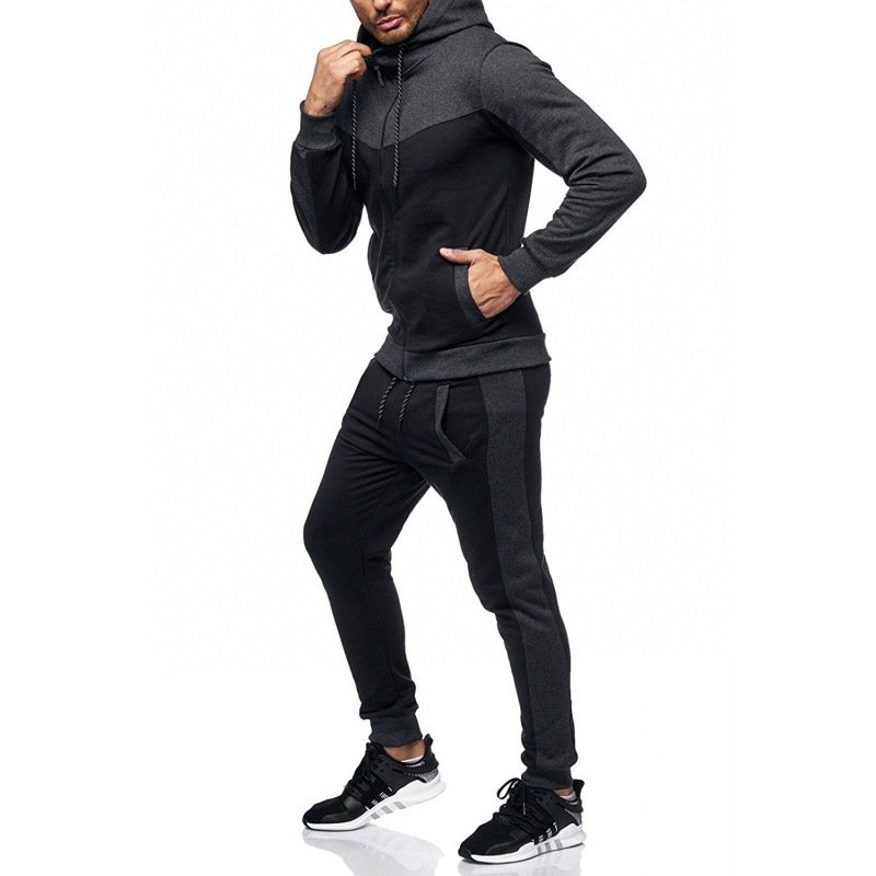 New Men's Autumn Winter Sets Zipper Hoodie+Pants Pieces Casual Tracksuit Male Sportswear warm Clothing Sweat Suit