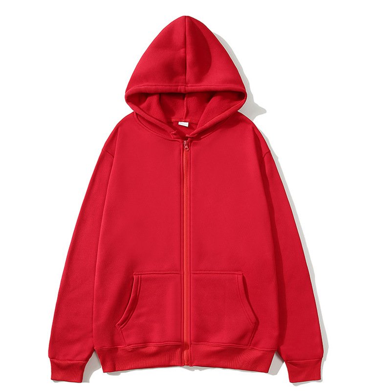 High-quality unisex zipper cardigan 220 grams sweatshirt long-sleeved breathable solid color polyester sports hoodie