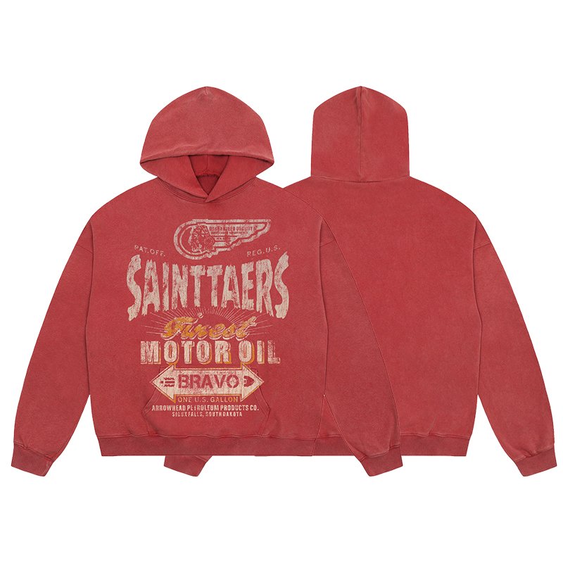 Manufacturer High Quality Heavyweight Streetwear Cotton Oversized Vintage Wash Print Saint Tears Terry Men's Hoodies&Sweatshirts