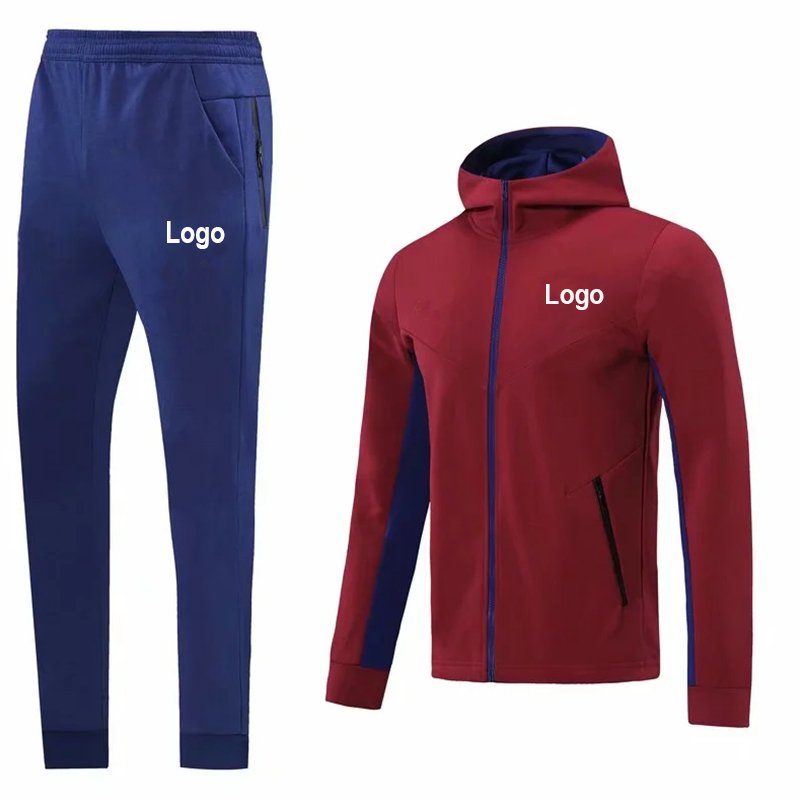 High Quality Winter Men Sweatshirt Hoody Plain Dyed Solid Color 2piece Tracksuit Set With Zipper Hoodies Sportswear Jogging