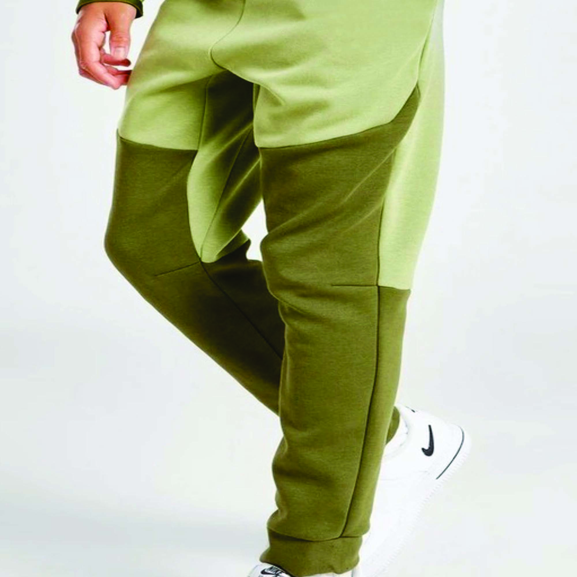 Custom Brand Logo Boys Tech Fleece Tracksuit 69% Cotton 31% Polyester Green Full Zip Hoodie Joggers Sweatpants Sweatsuit Winter