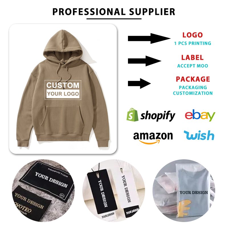 High quality men's oversized street style pullovers custom embroidered hoodies