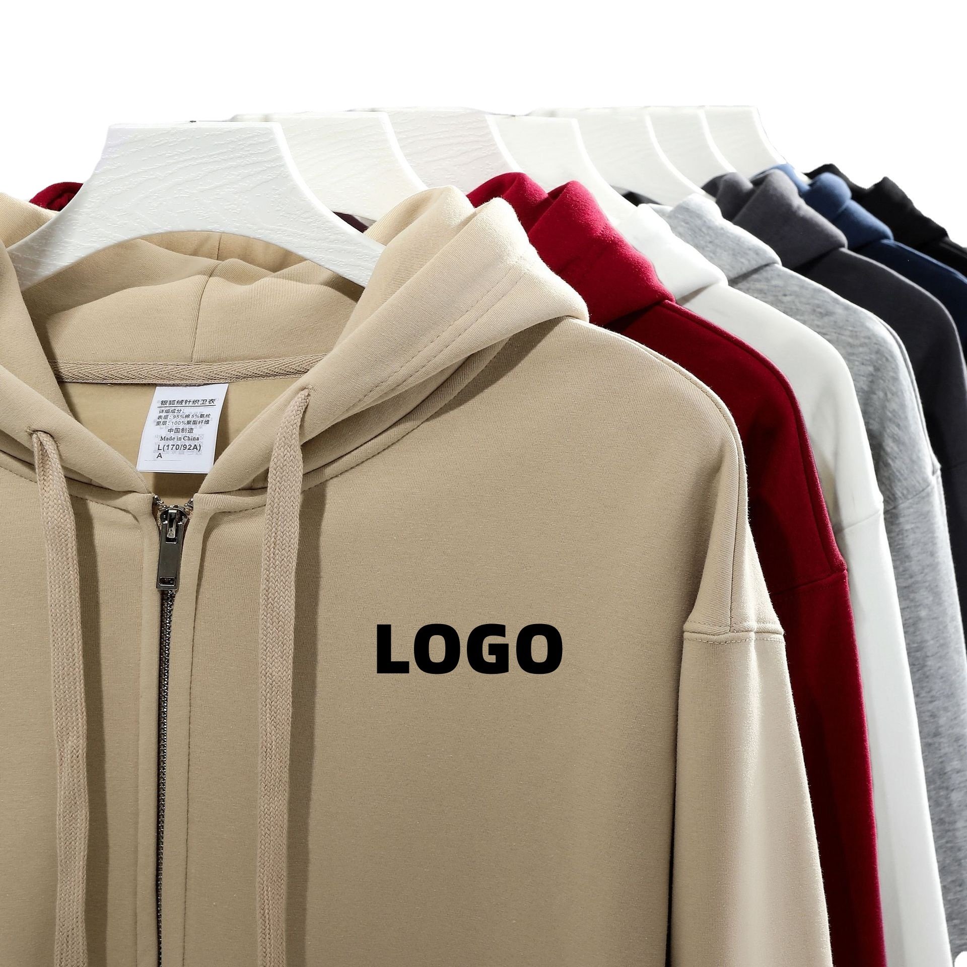 High Quality 500gsm Heavyweight Unisex Hoodies Wholesale Blank Custom Printing Logo Fleece men's Zip Up Hoodies Sweatshirts