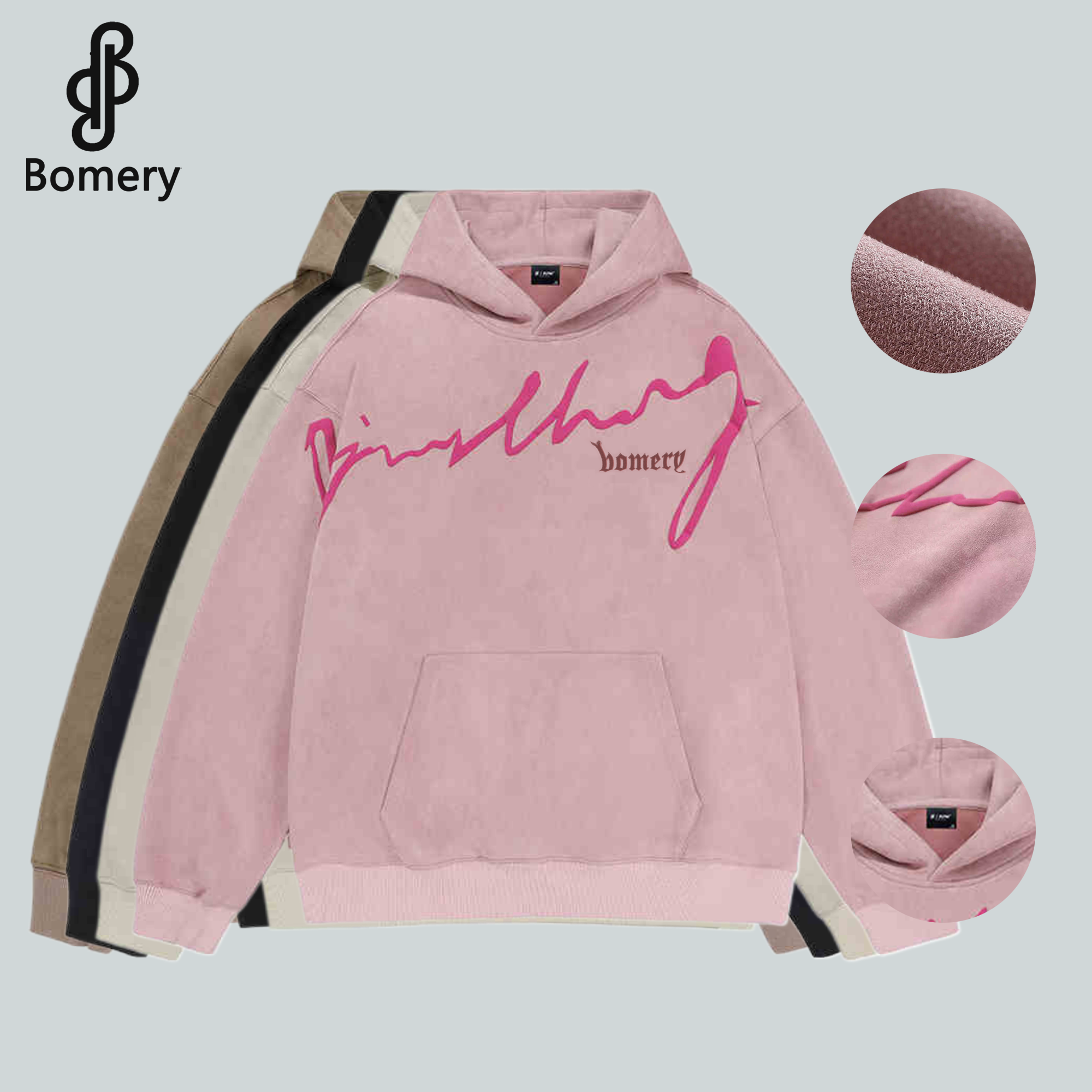 Bomery 2024 Unisex Custom Puff Print Hoodie High Quality men's hoodie Oversized Zip-Up Sweatshirt Anti-Wrinkle men's hoodies
