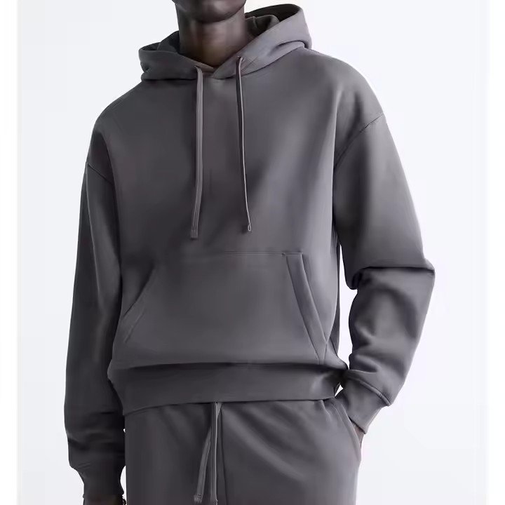 Newly cropped boxy men fashion hoodie custom printing no string fleece fluffy oversized plus size men's hoodie