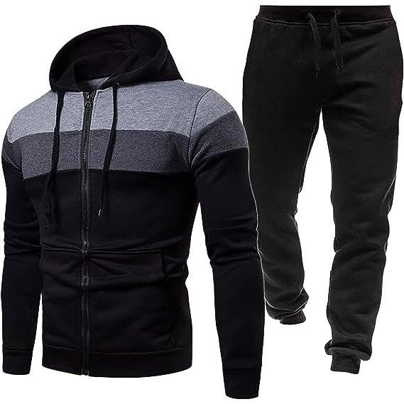 Men's Custom Embroidery Logo Sportswear Suit Casual Active Hoodie Track Jogger with Zipper Outwear