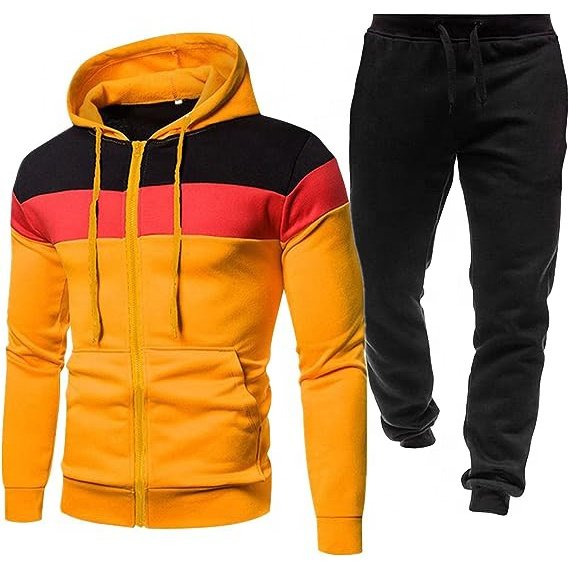 Men's Custom Embroidery Logo Sportswear Suit Casual Active Hoodie Track Jogger with Zipper Outwear