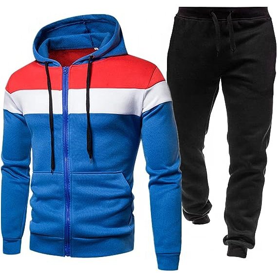 Men's Custom Embroidery Logo Sportswear Suit Casual Active Hoodie Track Jogger with Zipper Outwear