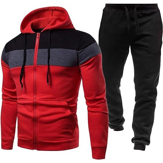 Men's Custom Embroidery Logo Sportswear Suit Casual Active Hoodie Track Jogger with Zipper Outwear