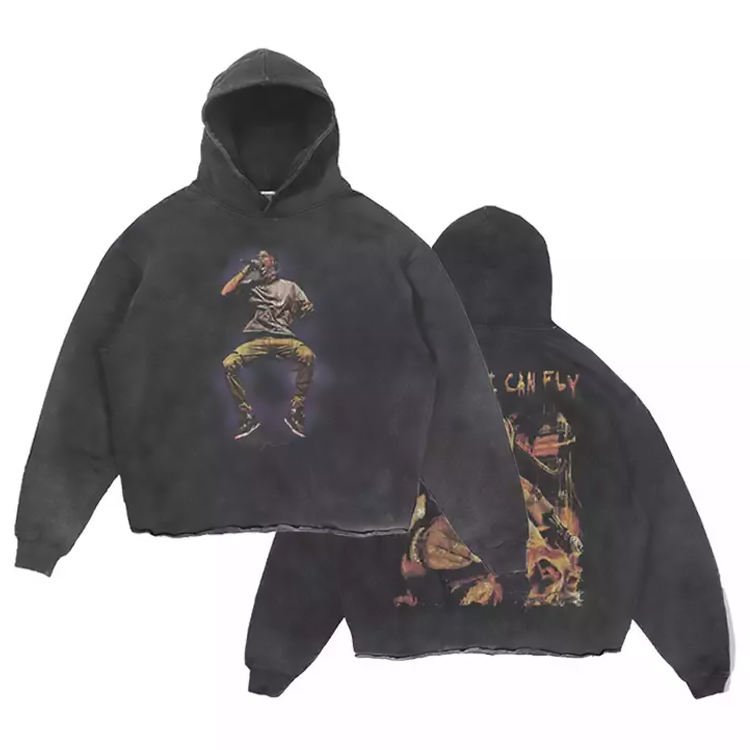 2023 Custom Acid Washed Hoodie Oversize Graphic Cropped Raw Hem Hoodies Vintage Cut Edge Men'S Hoodies