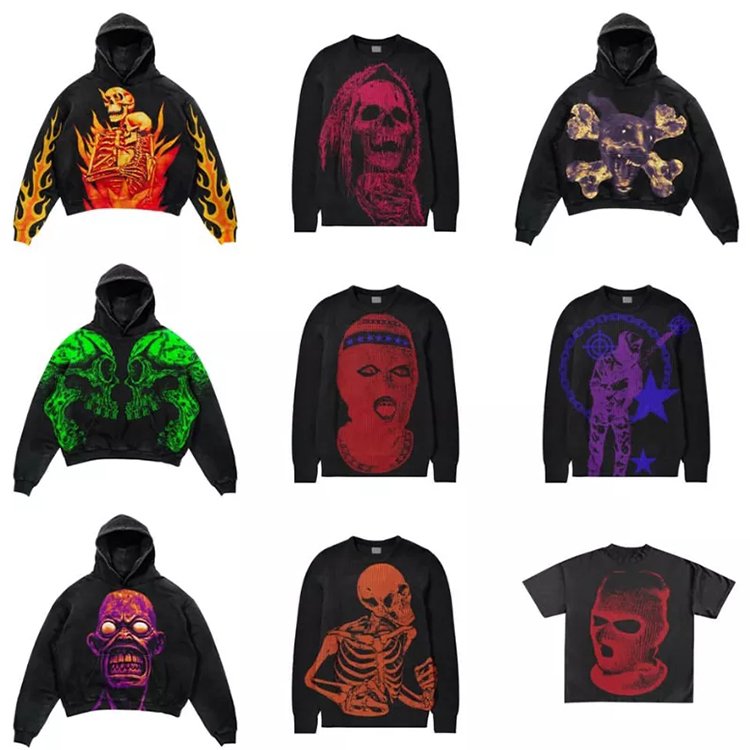 2023 Custom Acid Washed Hoodie Oversize Graphic Cropped Raw Hem Hoodies Vintage Cut Edge Men'S Hoodies