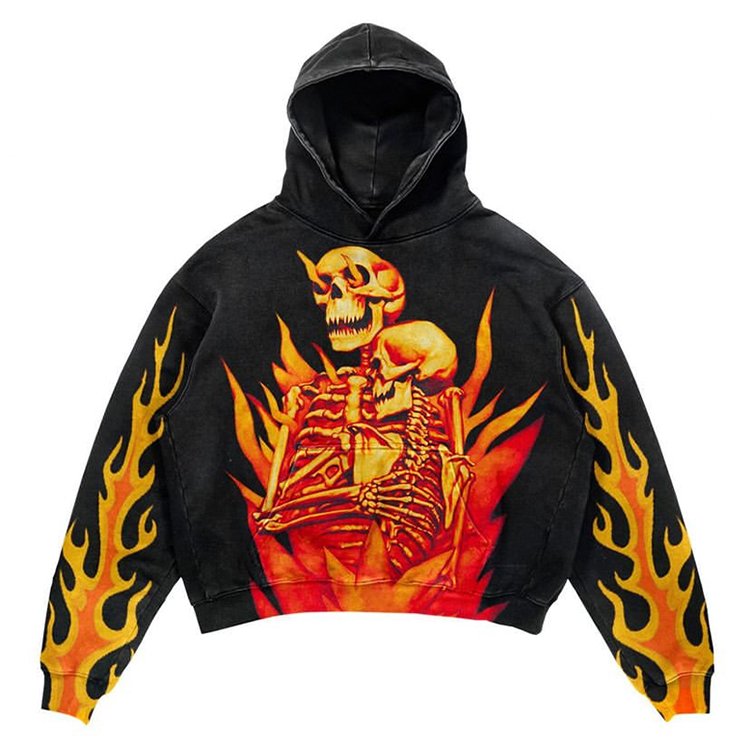 2023 Custom Acid Washed Hoodie Oversize Graphic Cropped Raw Hem Hoodies Vintage Cut Edge Men'S Hoodies