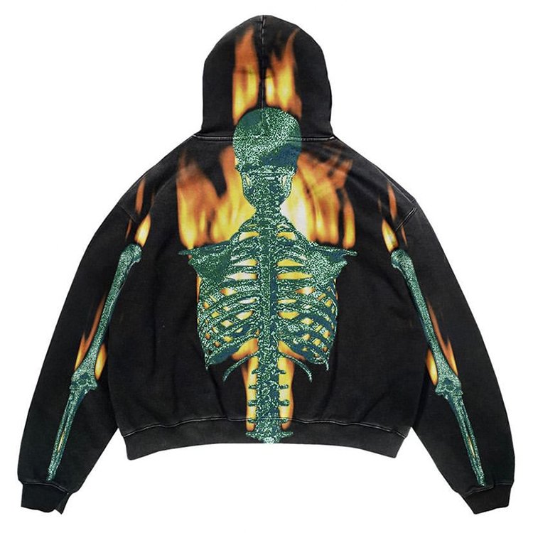 2023 Custom Acid Washed Hoodie Oversize Graphic Cropped Raw Hem Hoodies Vintage Cut Edge Men'S Hoodies