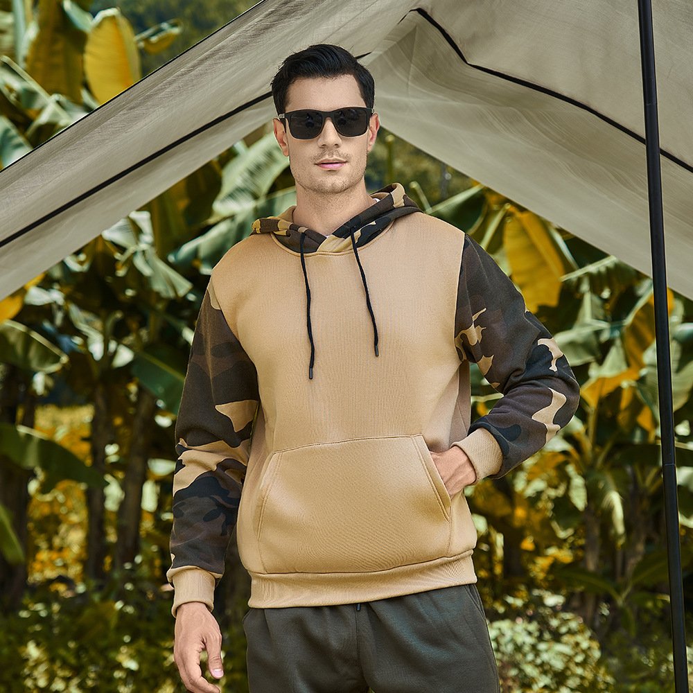 Fall/Winter 2024 Street Wear Workout Hoody Jacquard Camouflage Matching Casual Drawstring 24oz Custom Multi Color Hoodie Man