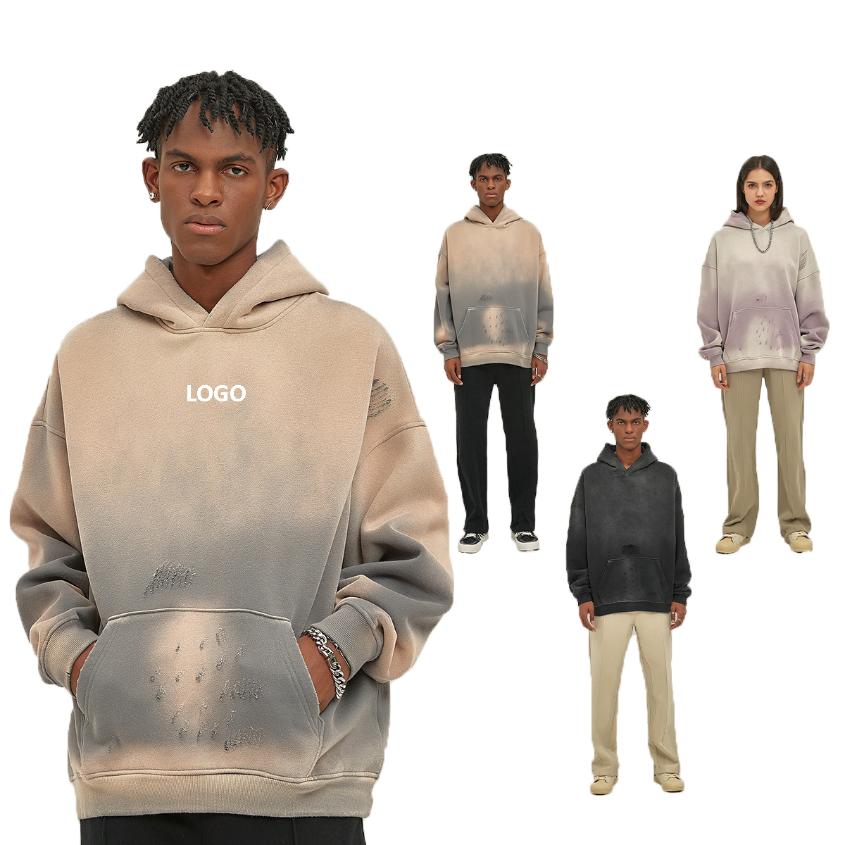 cotton vintage acid wash distressed men's hoodies and sweatshirts vintage hoodie blank acid wash hoodie
