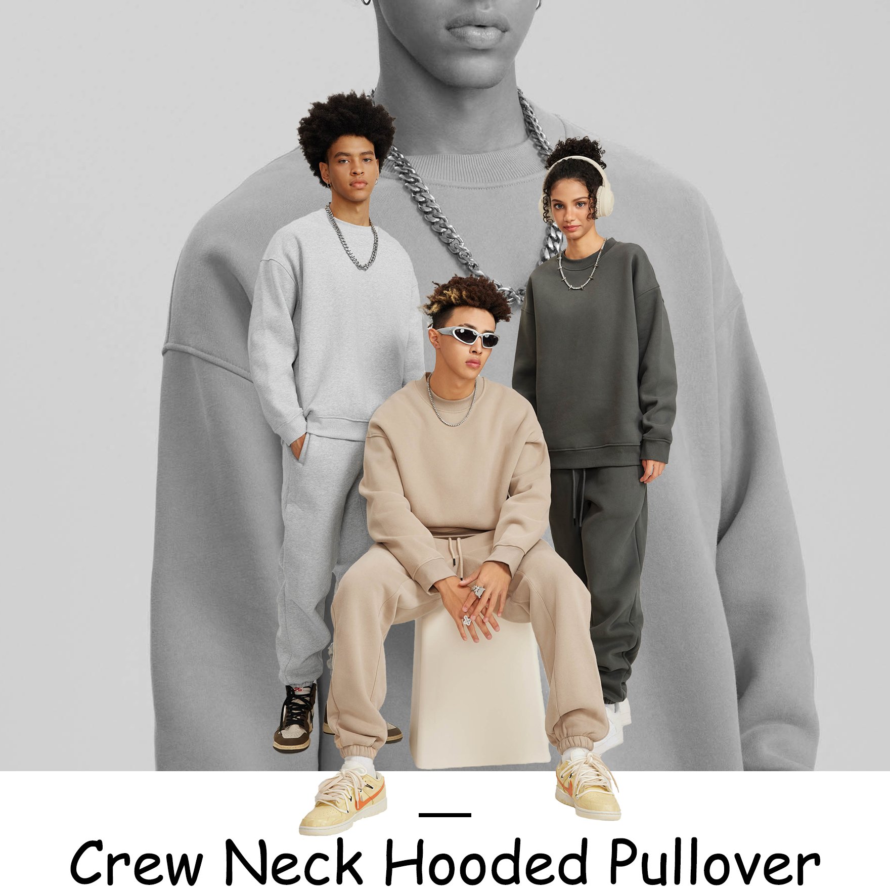 Wholesale New Fleece Men Oversized Crewneck Sweatshirts Custom Logo Printing Blank pullover Sweatshirts