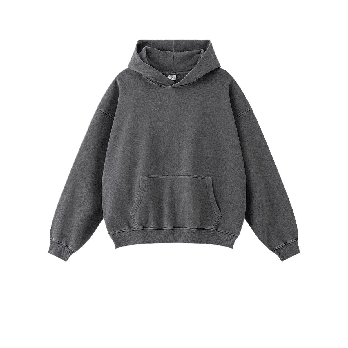 Streetwear Custom Oversized Hem Cut Bottom Unisex Cropped Vintage Acid Wash men's hoodies